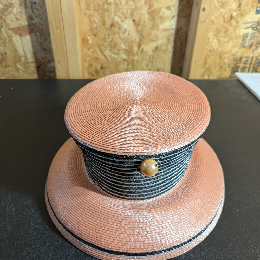 Cato Pink and Black Striped Women's Hat - Picture 3 of 5